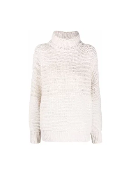 Golf golf Brunello Cucinelli z cekinami wełniany beżowy