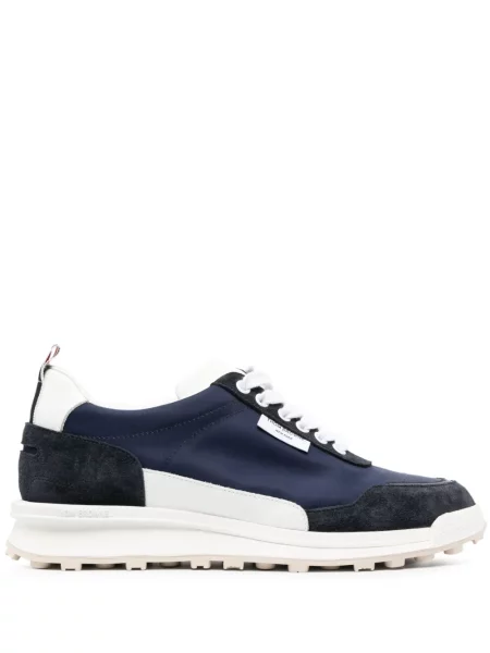Sneakerși Thom Browne cu șireturi din piele de căprioară albastru