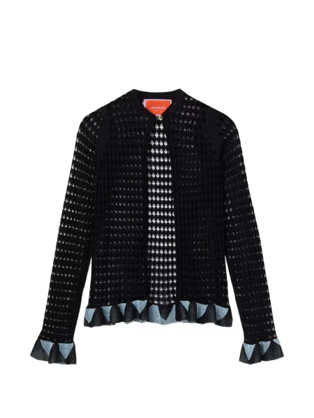 Cardigan La Doublej tricotate cu volane negru
