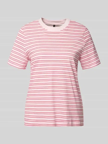 Krój regular fit t-shirt z czystej bawełny model PAULINA' Vero Moda różowa