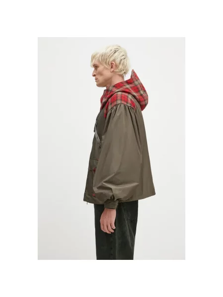 Andersson Bell kurtka z domieszką wełny Puff Sleeve Harness Jumper przejściowa oversize zielony