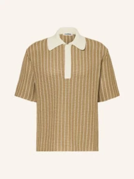 Jil Sander Pletené Polo Tričko velbloudí / krémová