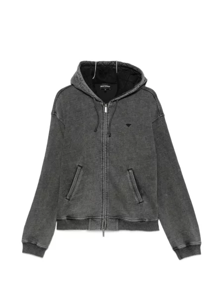 Hanorac cu glugă Emporio Armani cu autograf gri