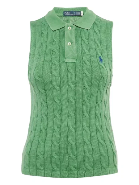 Dzianinowe polo Polo Ralph Lauren w kwiatki z nadrukiem zielone