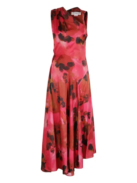 Rochie Victoria Victoria Beckham cu model floral cu imagine de costum roșu