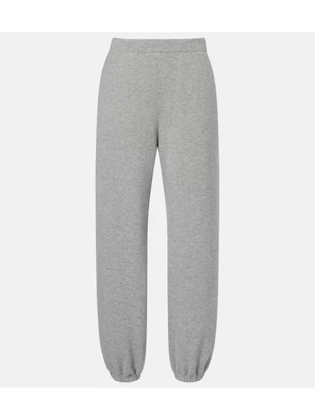 Pantaloni de trening The Row din cașmir gri