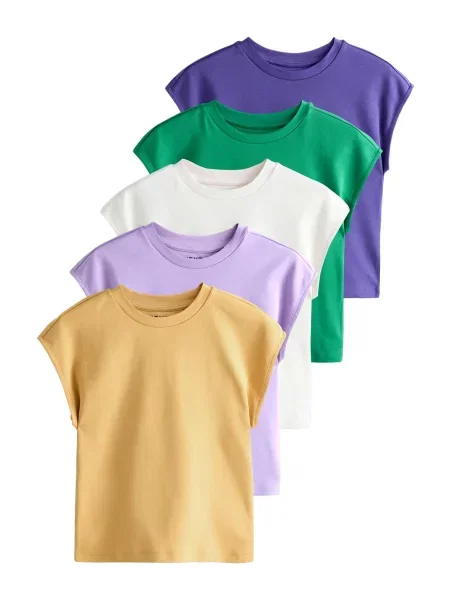 Next Tricou verde / mov lavandă / mov închis / portocaliu alb