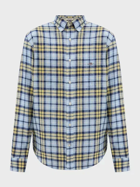 Лляна картата сорочка Gant зелена