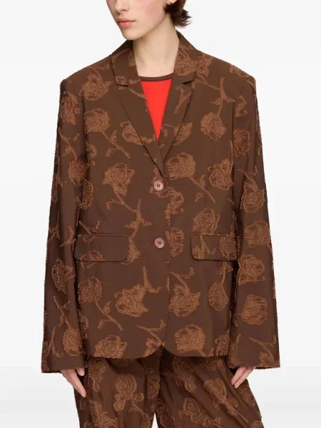 Sacou Ganni cu model floral maro