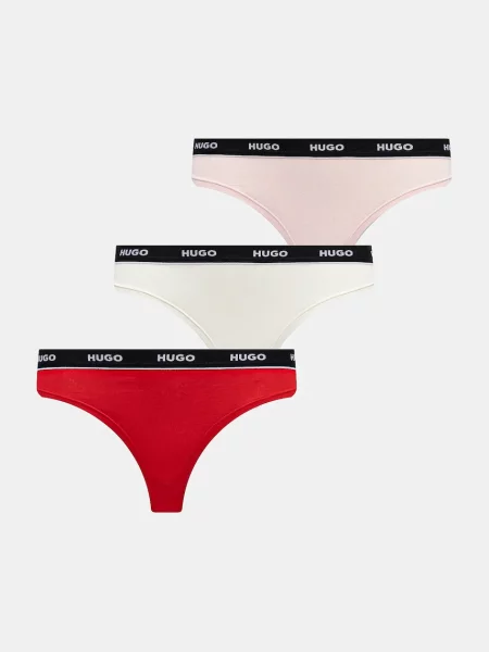 HUGO Tanga TRIPLET THONG STRIPE růžové