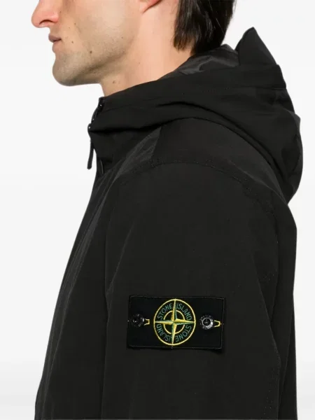 Geacă Stone Island cu glugă cu strasuri negru