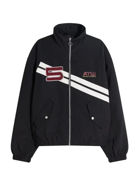 Bershka Prehodna jakna rubin rdeča / črna bela