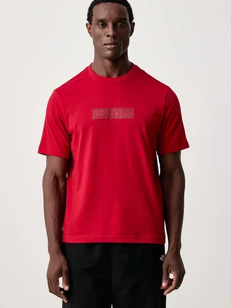Napapijri T-shirt Box Logo czerwona