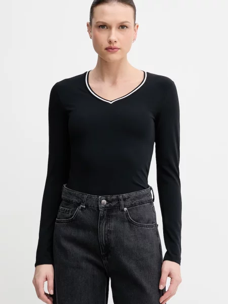 United Colors of Benetton longsleeve z bawełną czarna