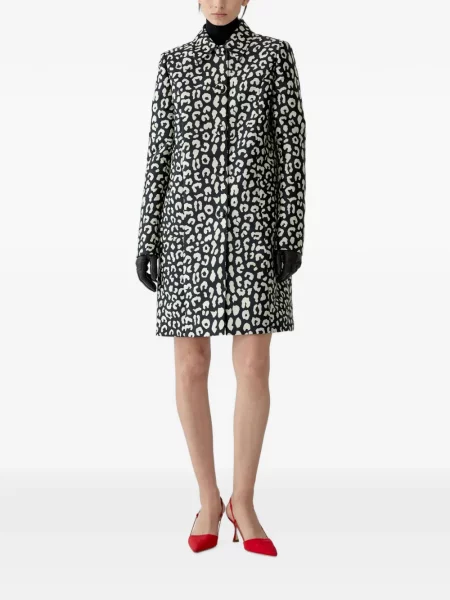 Palton Carolina Herrera cu model leopard din jacard negru