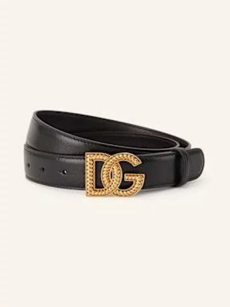 Dolce & Gabbana Skórzany schwarz czarny