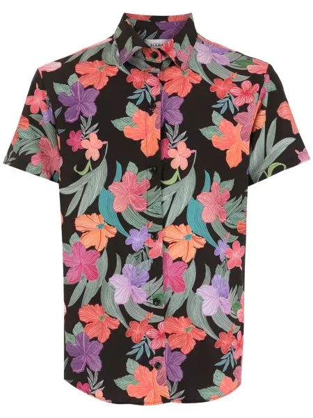 Cămașă Amir Slama cu model floral cu imagine negru
