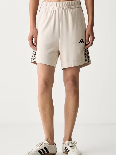 Adidas teplákové šortky s bavlnou Leopard Pack béžové