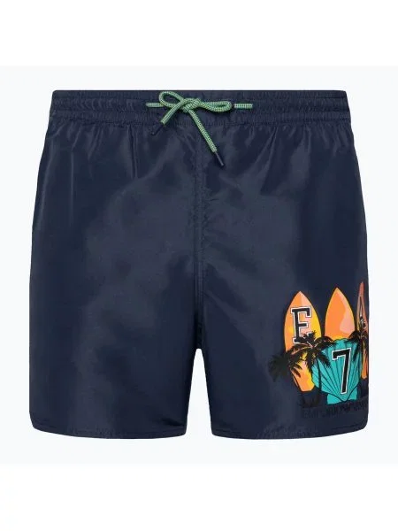 Szorty kąpielowe Emporio Armani Water Reactive Monogram Boxer blu navy granatowe