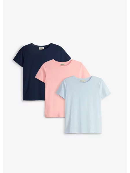 T-shirt z czystej bawełny organicznej 3 szt. różowa