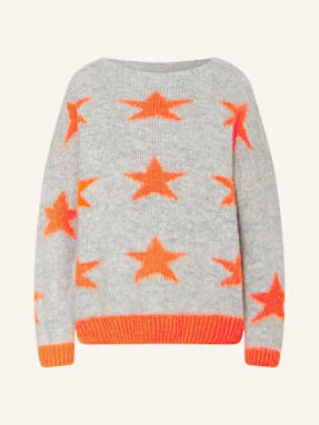 Miss Goodlife Sweter grau pomarańczowy
