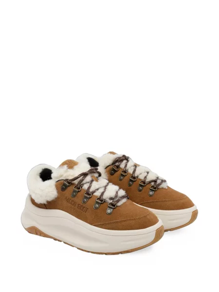 Sneakerși Moon Boot din piele de oaie maro