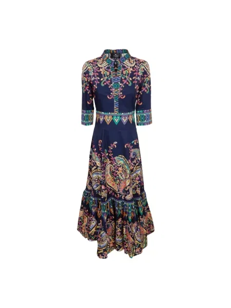 Maksi wielobarwność sukienka koszulowa Etro