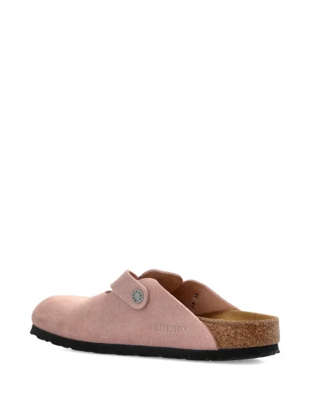 Saboți Birkenstock din piele de căprioară roz