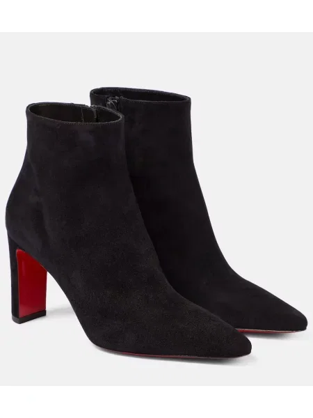 Cizme scurte Christian Louboutin din piele de căprioară negru