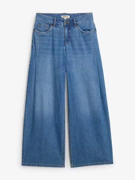Dżinsy wide leg mid waist niebieskie