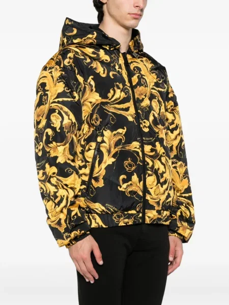 Geacă de blugi Versace Jeans Couture cu glugă cu imagine negru