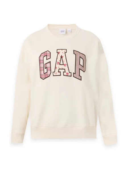 Gap Petite Mikina Heritage slonová kost / tmavě hnědá / pink červená