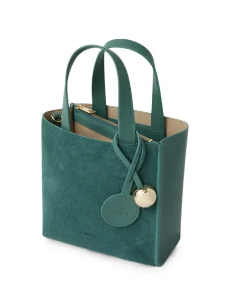 Geantă shopper Furla din piele de căprioară verde
