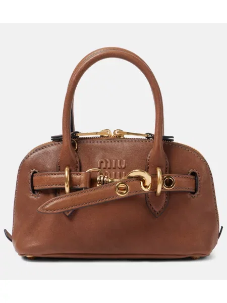 Mała mały torebka skórzana Miu Miu skórzana brązowa