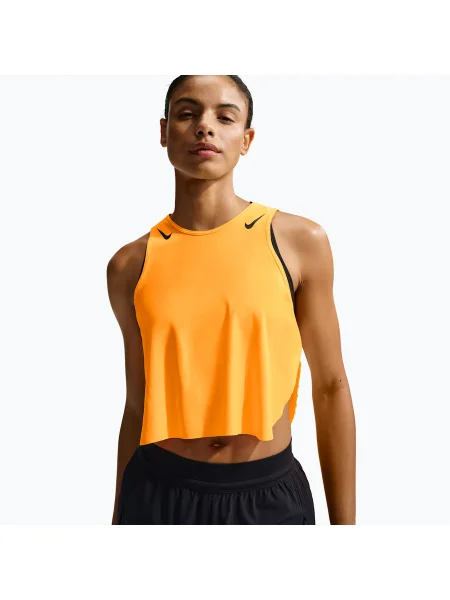 Tricou de alergare pentru femei Nike AeroSwift Dri-Fit ADV Cropped Tank Top laser orange/black negru