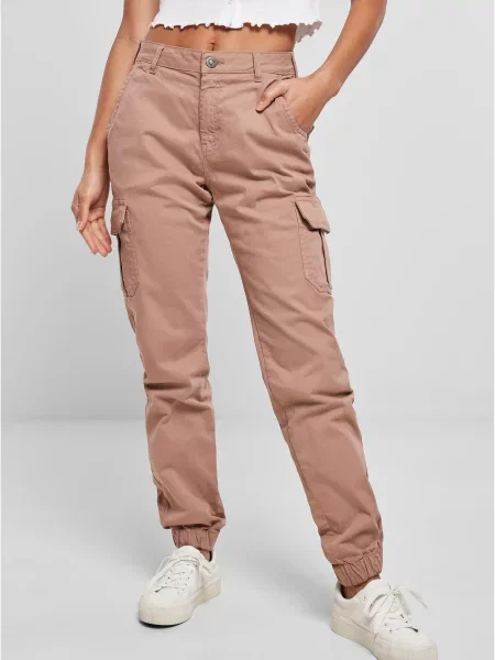 Pantaloni cargo Urban Classics cu talie înaltă alb