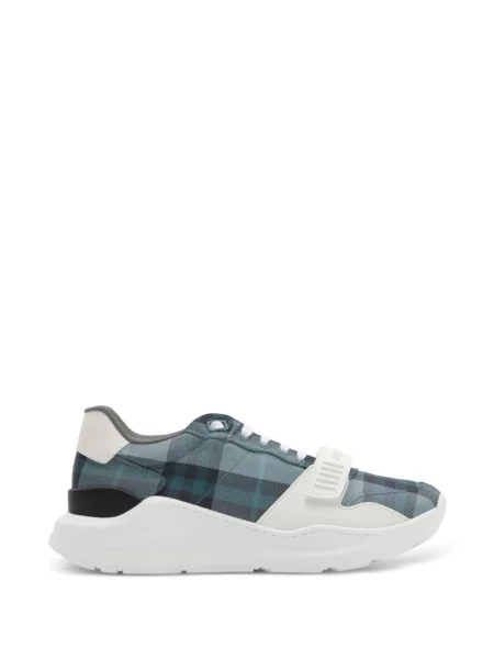 Sneakerși Burberry din piele în carouri albastru