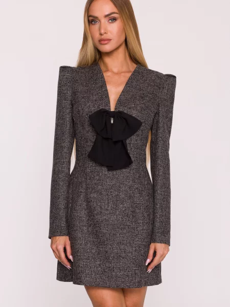 Rochie mini Made Of Emotion cu funde din șifon cu mâneci lungi negru