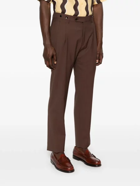 Pantaloni Berwich plisate maro
