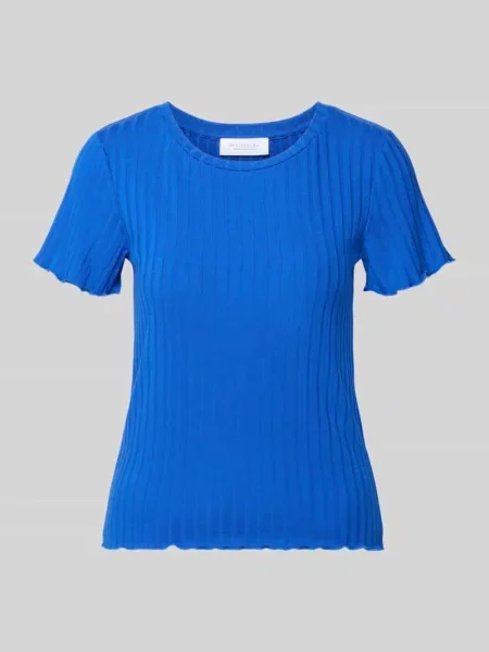 T-shirt Slim o kroju slim fit z mieszanki z fakturowanym wzorem Rich & Royal niebieska
