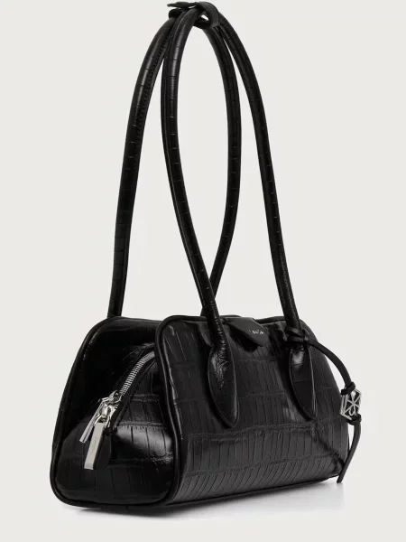 Calvin Klein Geantă Emblem Trio Croco Shoulder Bag negru