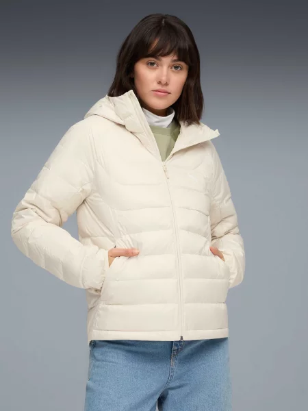 Пуховик Puma с капюшоном белый