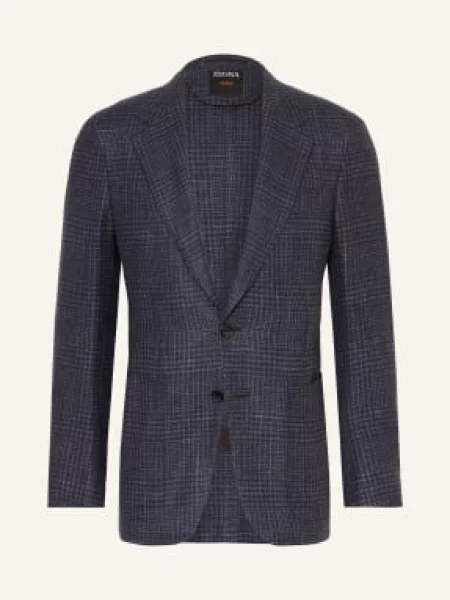 Zegna Sako Lago Extra Slim Fit S Kašmírem tmavě modrá / šedá bílá