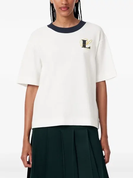 Tricou Lacoste cu broderie din jerseu alb
