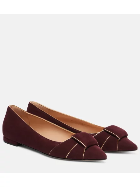 Balerini Gianvito Rossi din piele de căprioară bordo