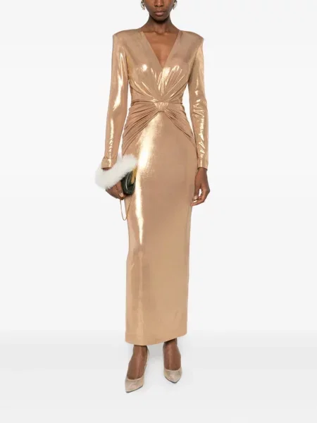 Rochie maxi Cristallini de costum auriu