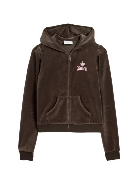 Lung hanorac cu glugă Juicy Couture cu imagine maro