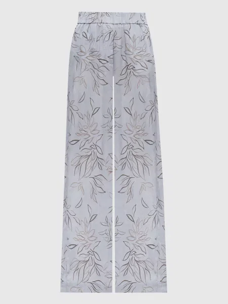 Брюки Peserico в цветочек с принтом голубые