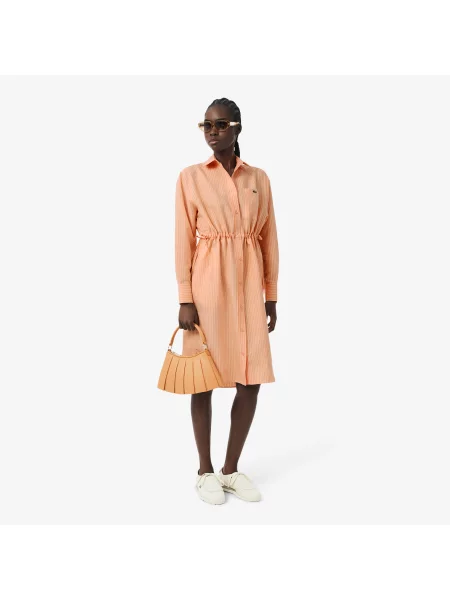 Lacoste Sukienka Koszulowa Oversize Z Mieszanki Lnu różowa