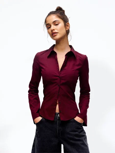 Bershka Bluză bordeaux roșu
